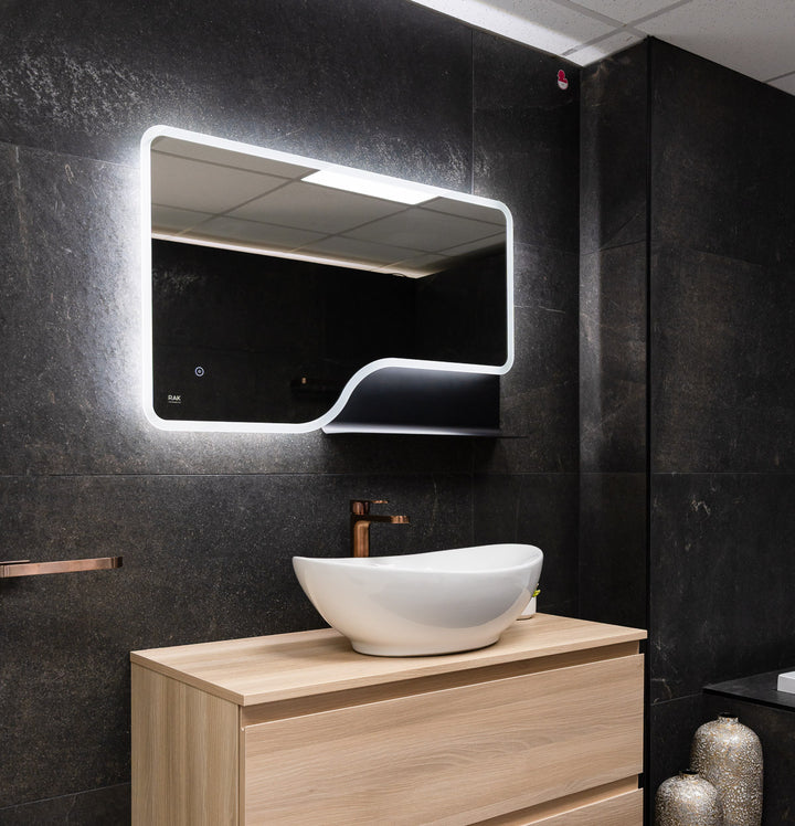 RAK Ornate 600mm x 1000mm LED Illuminated Bathroom Mirror with Demister - Matt Black