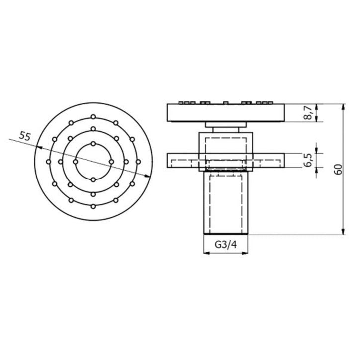 Round Triple Thermostatic Concealed Mixer Shower Kit with Ceiling Mounted 200mm Shower Head, Slide Rail Kit &amp; Body Jets