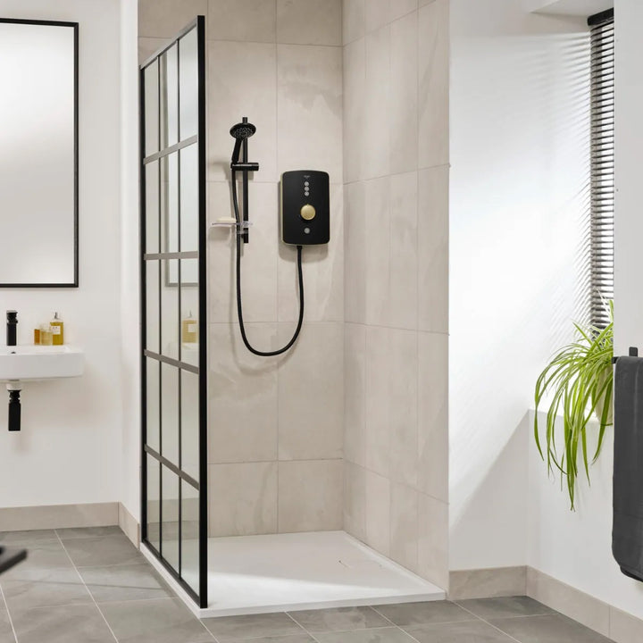 Triton Amala 9.5kw Electric Shower - Black/Brushed Brass