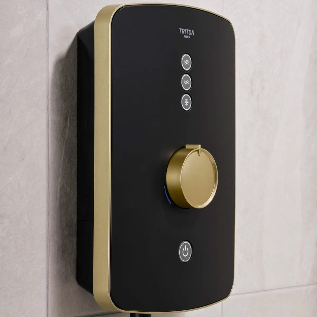 Triton Amala 9.5kw Electric Shower - Black/Brushed Brass