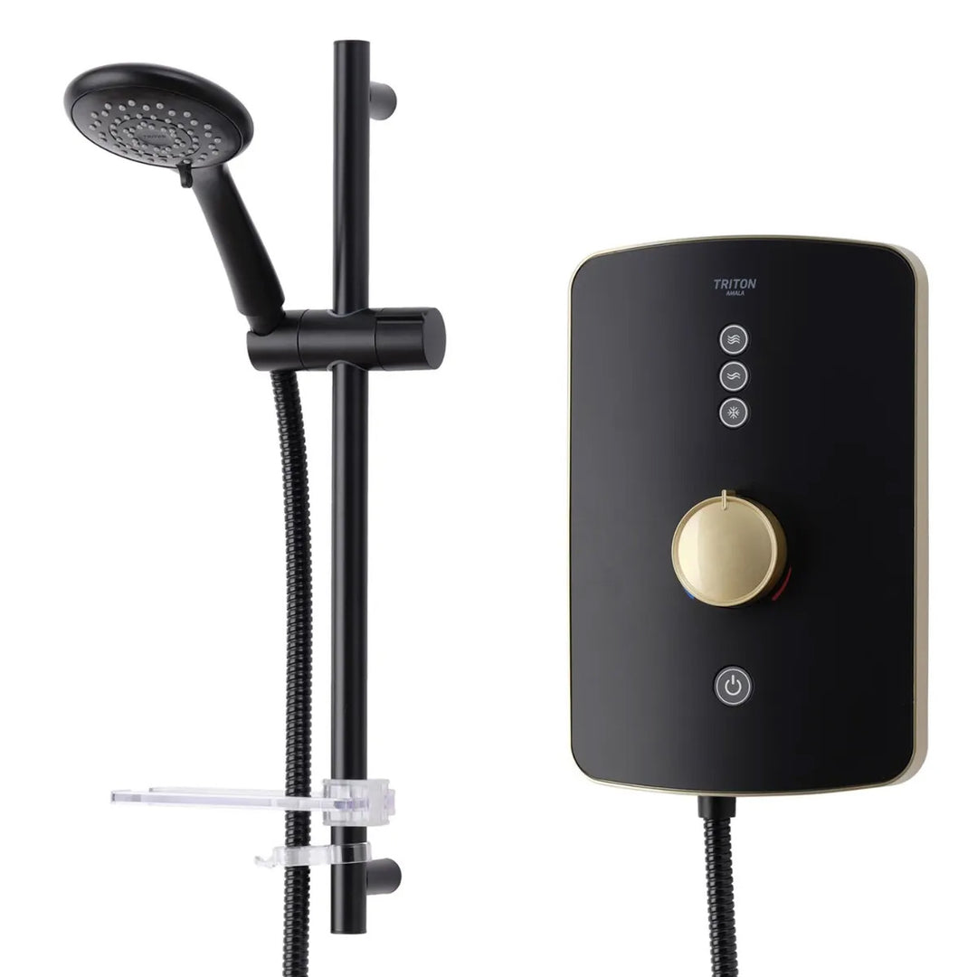 Triton Amala 9.5kw Electric Shower - Black/Brushed Brass