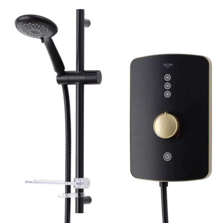 Triton Amala 9.5kw Electric Shower - Black/Brushed Brass