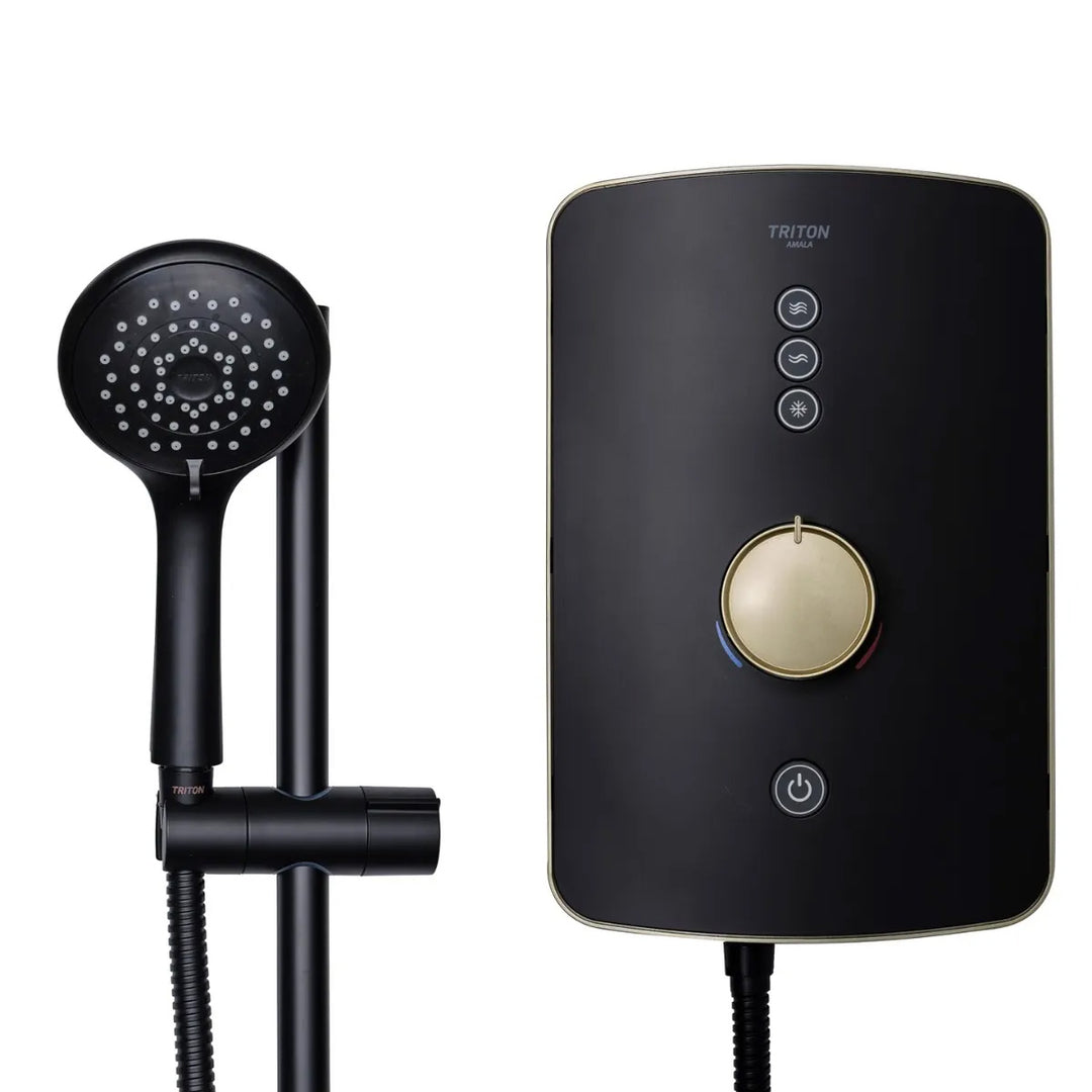 Triton Amala 9.5kw Electric Shower - Black/Brushed Brass