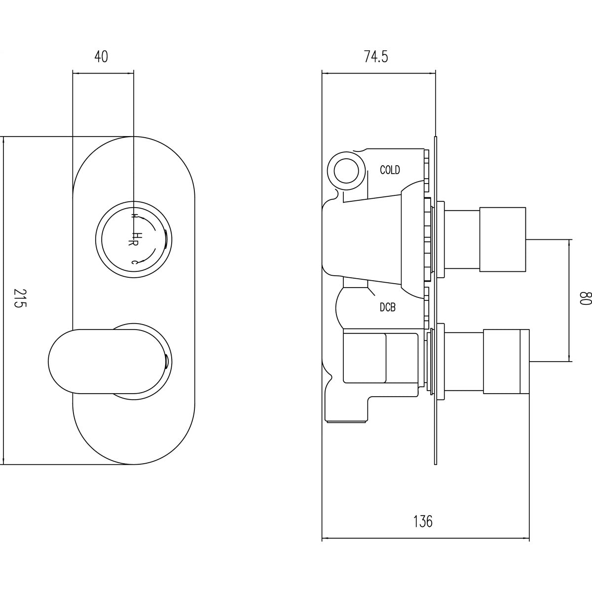 Hudson Reed Reign Twin Thermostatic Shower Valve REI3410 - Technical drawing