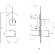 Hudson Reed Reign Twin Thermostatic Shower Valve REI3410 - Technical drawing