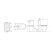 Remo Rimless Fully Back to Wall Pan & Soft Close Seat - Technical drawing