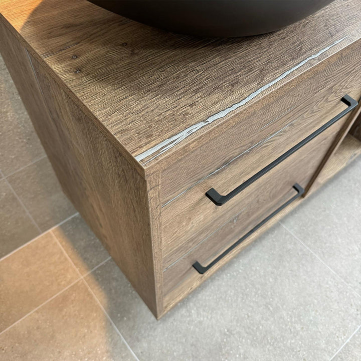 Josef Martin 1400mm Remo Wall Hung Vanity Unit &amp; Worktop - Pewter Oak