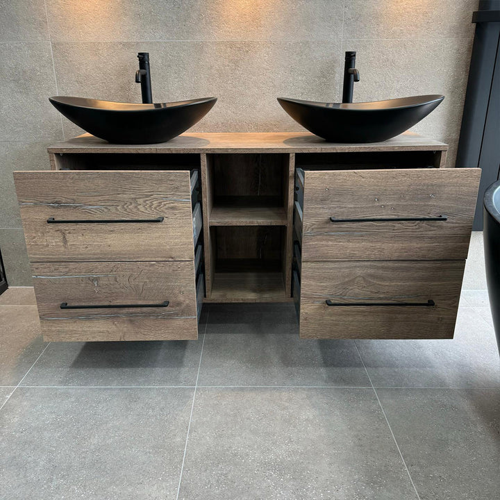 Josef Martin 1400mm Remo Wall Hung Vanity Unit &amp; Worktop - Pewter Oak