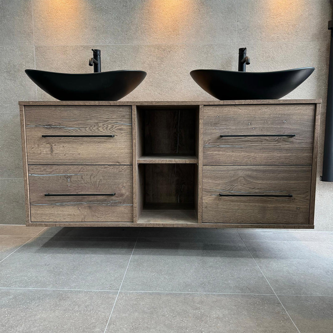 Josef Martin 1400mm Remo Wall Hung Vanity Unit &amp; Worktop - Pewter Oak