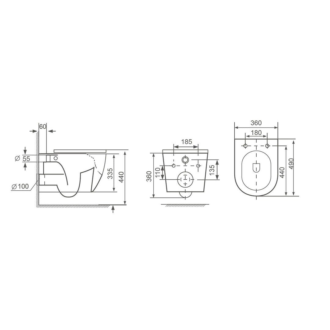 Remo Wall Hung Toilet &amp; SAN85 1.1m Wall Hung WC Frame Deal &amp; Black Flush Plate