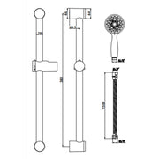Eliseo Ricci Round Slide Rail Kit with Multi-Function Handset - Technical drawing