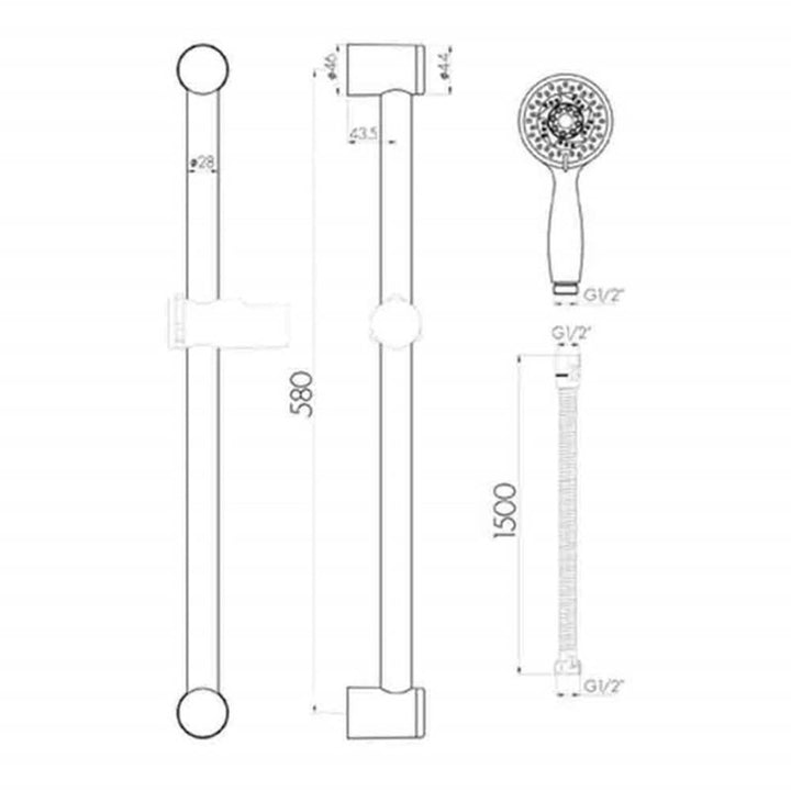 Round Triple Thermostatic Concealed Mixer Shower Kit with Wall Mounted 300mm Shower Head, Slide Rail Kit &amp; Body Jets