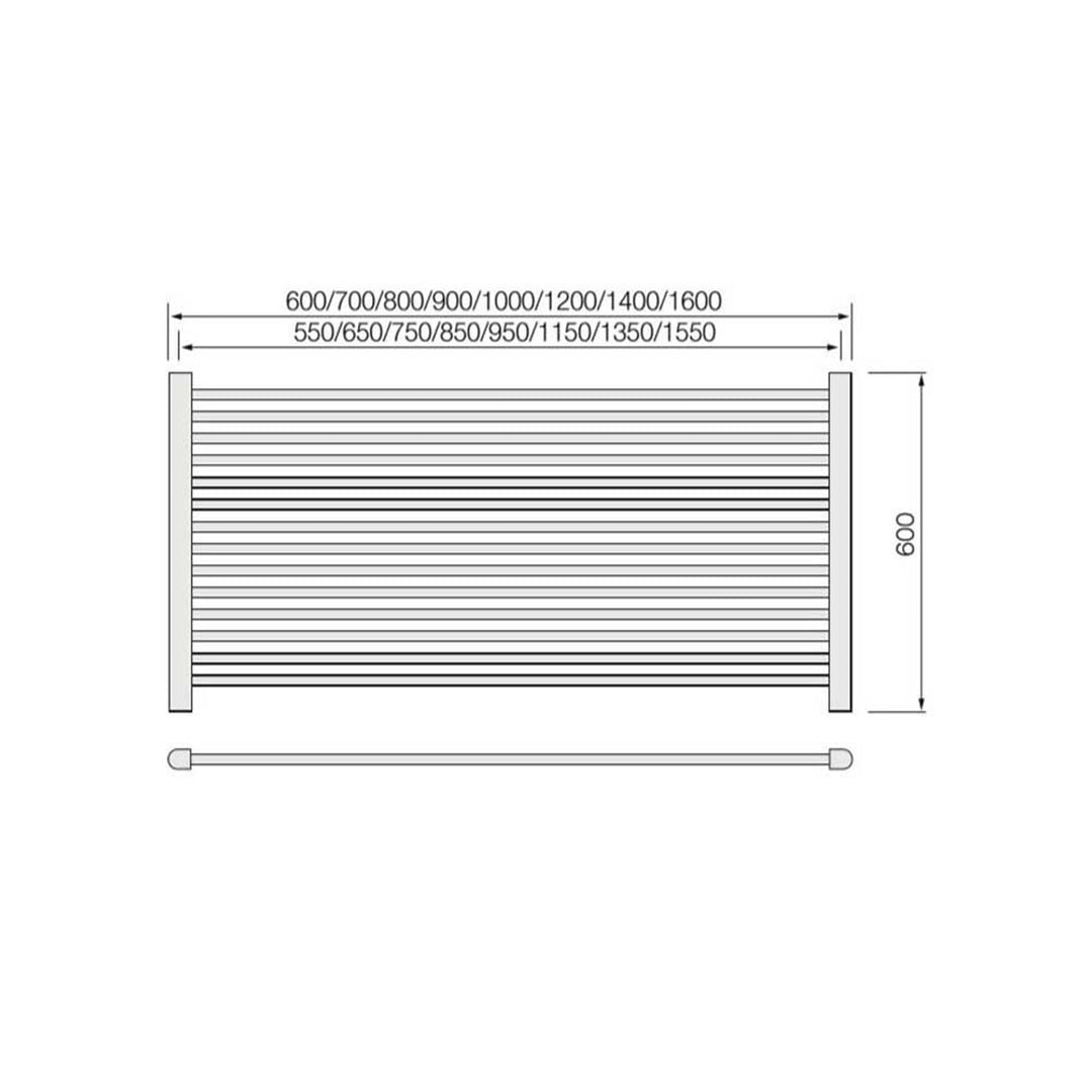 LoCo 600 x 1600mm Horizontal Straight Heated Towel Rail - Chrome
