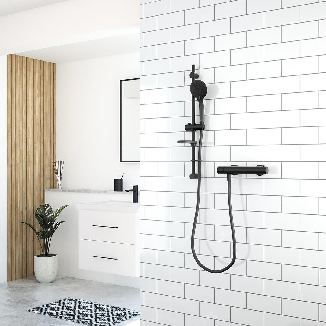 Aqualisa Black Mixer Bar Valve With Adj Head