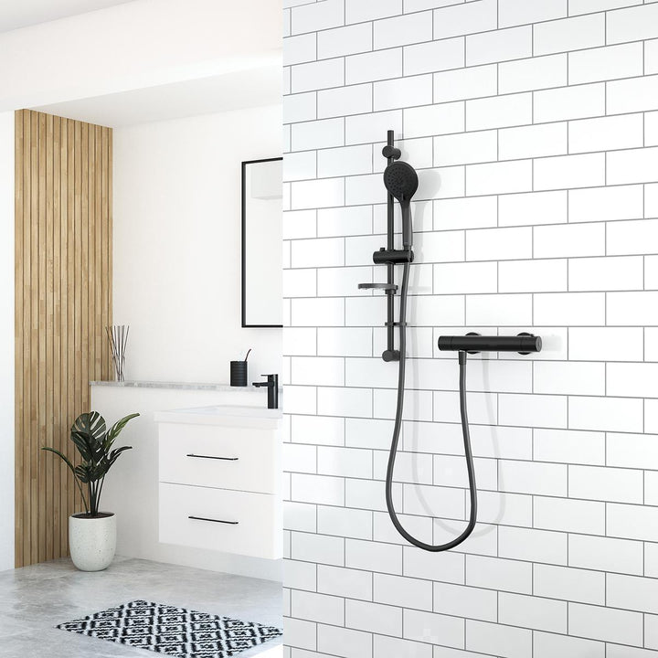 Aqualisa Black Mixer Bar Valve With Adj Head