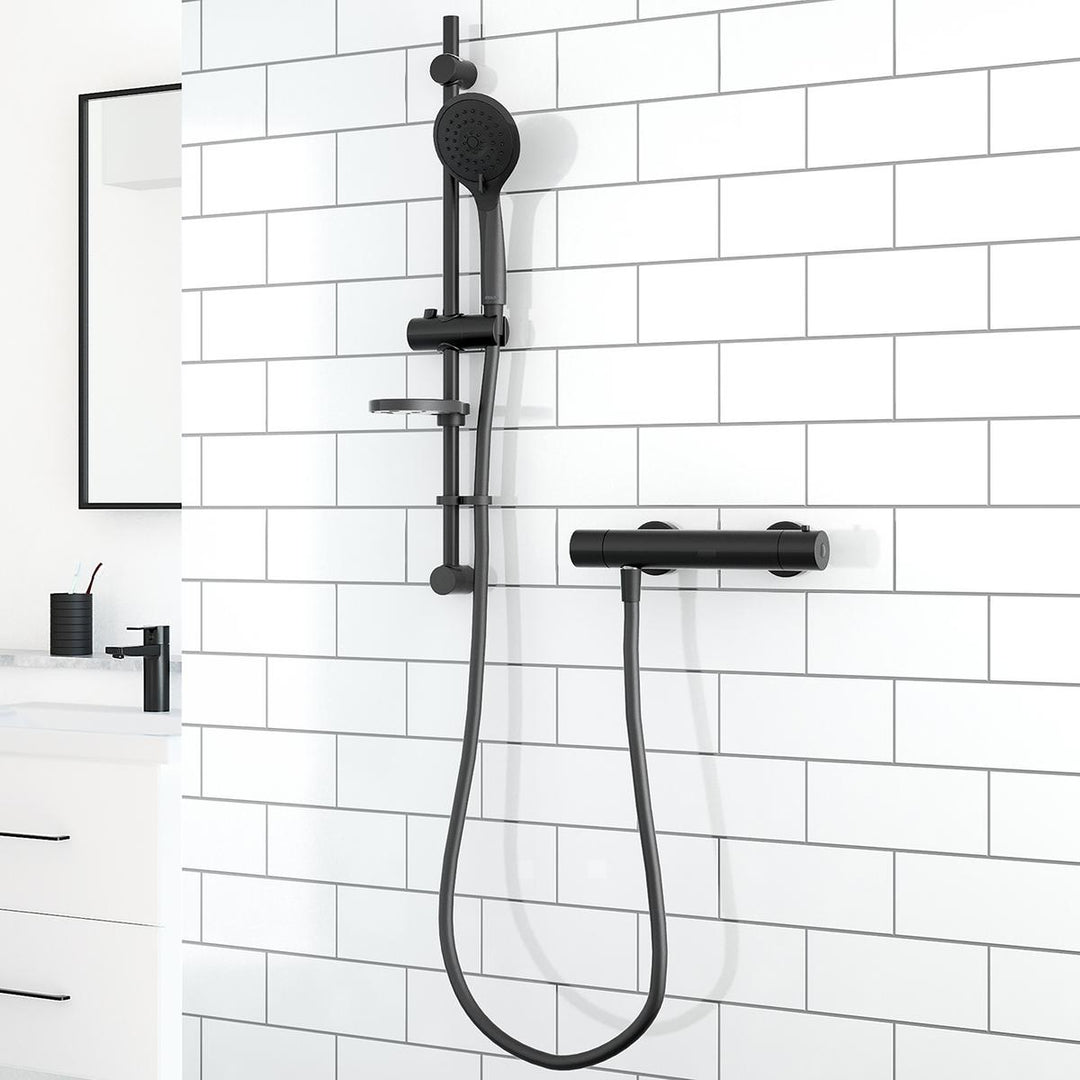 Aqualisa Black Mixer Bar Valve With Adj Head