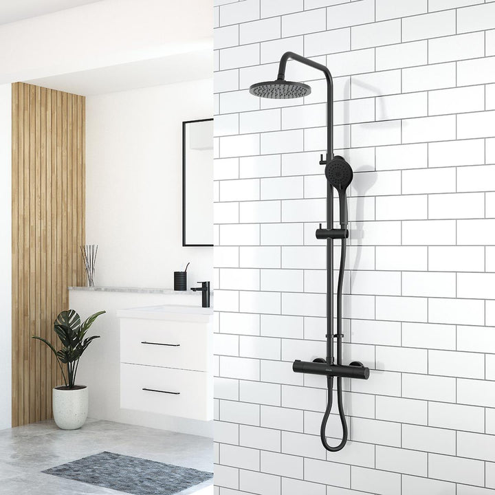 Aqualisa Black Mixer Bar Valve With Adj Head &amp; Drencher