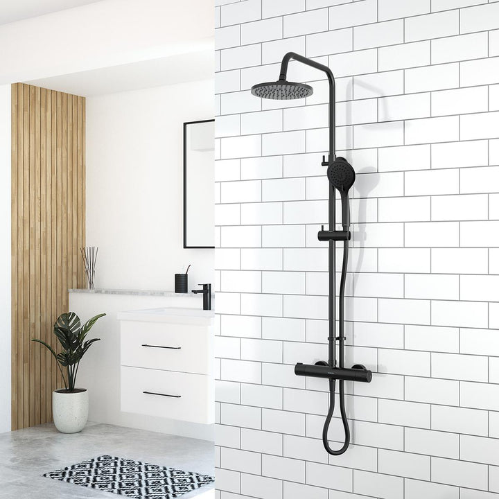 Aqualisa Black Mixer Bar Valve With Adj Head &amp; Drencher