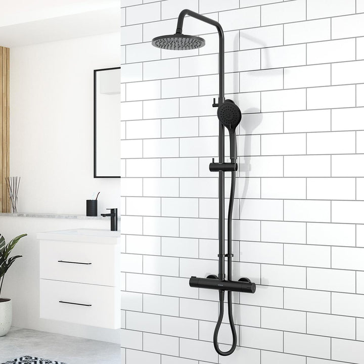 Aqualisa Black Mixer Bar Valve With Adj Head &amp; Drencher