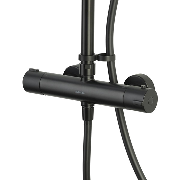 Aqualisa Black Mixer Bar Valve With Adj Head &amp; Drencher