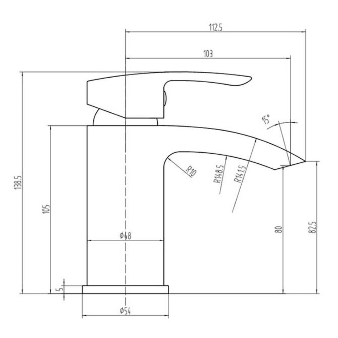 Eliseo Ricci Flow Mono Basin Mixer inc. Waste - Matt Black
