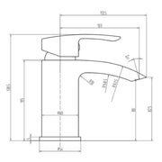 Eliseo Ricci Flow Mono Basin Mixer inc. Waste - Matt Black - Technical drawing