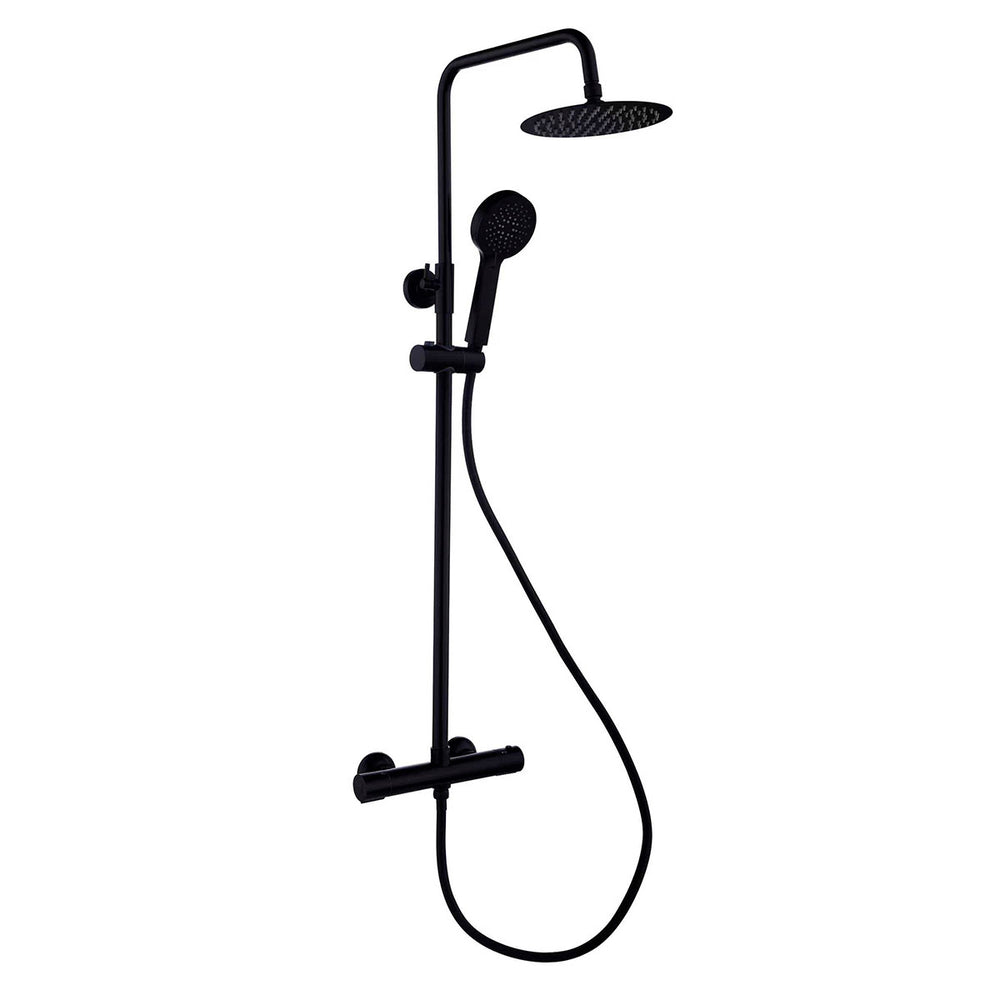 Rotunda Round Matt Black Thermostatic Shower Set