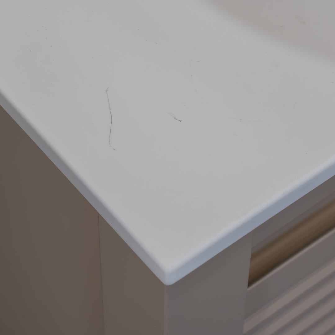 Josef Martin Roxbury 600mm Reeded Washstand &amp; Glacier White Worktop - Sand