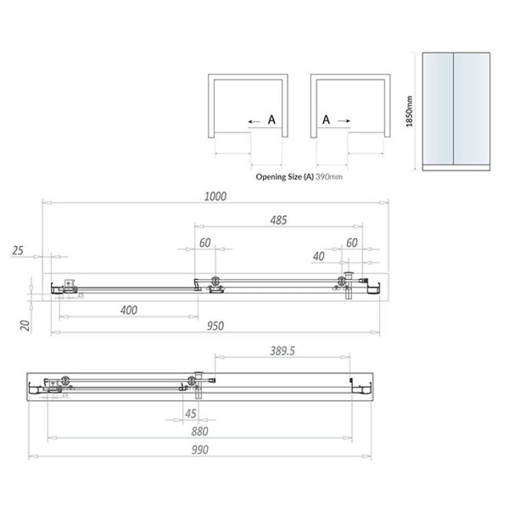 Kiimat Six 1000mm Sliding Shower Door