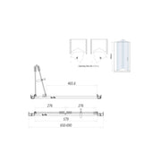 Kiimat Six 700mm Semi Frameless Bi-Fold Shower Door - Technical drawing
