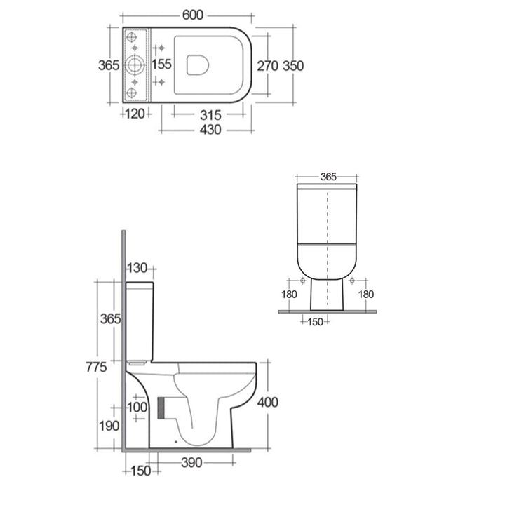 Rak S600 Close Coupled Toilet &amp; Soft Close Seat