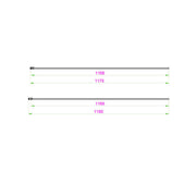 Kiimat Aqua 8mm Fluted Glass Wetroom Panel 1200mm with Gun Metal Profile - Technical drawing
