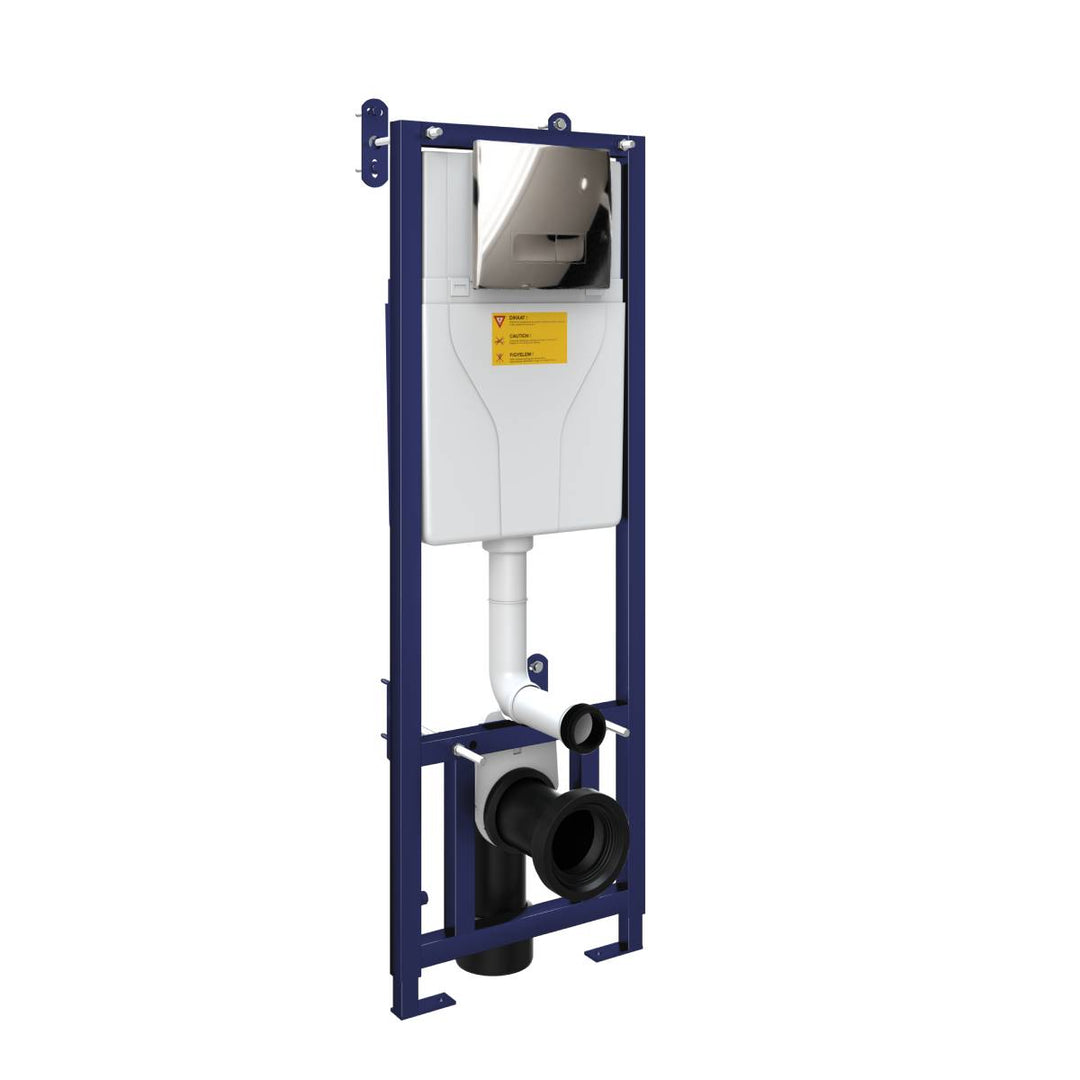 Arc Wall Hung Toilet &amp; SAN85 1.1m Wall Hung WC Frame Deal &amp; Chrome Flush Plate