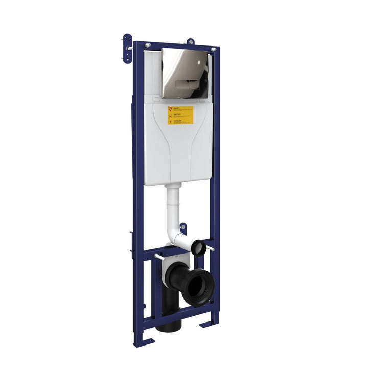 Bali Wall Hung Toilet &amp; SAN85 1.1m Wall Hung WC Frame Deal &amp; Chrome Flush Plate