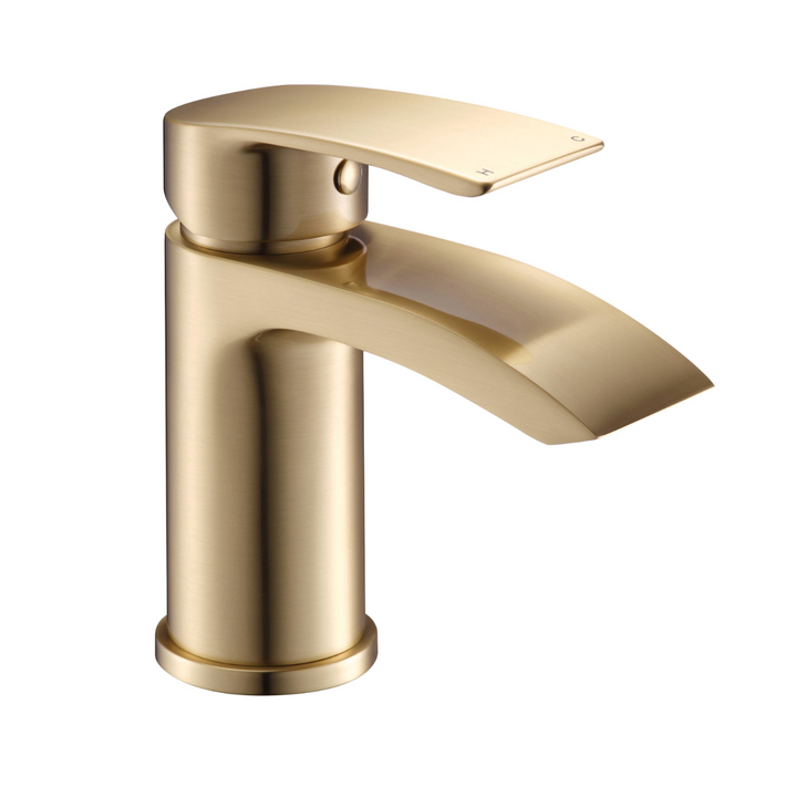 Eliseo Ricci Flow Mono Basin Mixer (inc. Sprung Waste) - Brushed Brass