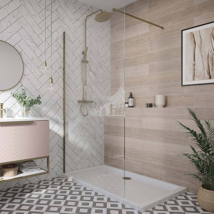 Kiimat Aqua 600mm Wetroom Panel - Brushed Brass