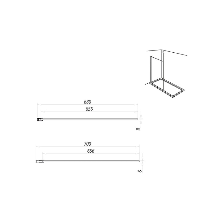 Kiimat Aqua 700 x 2000mm Wetroom Panel