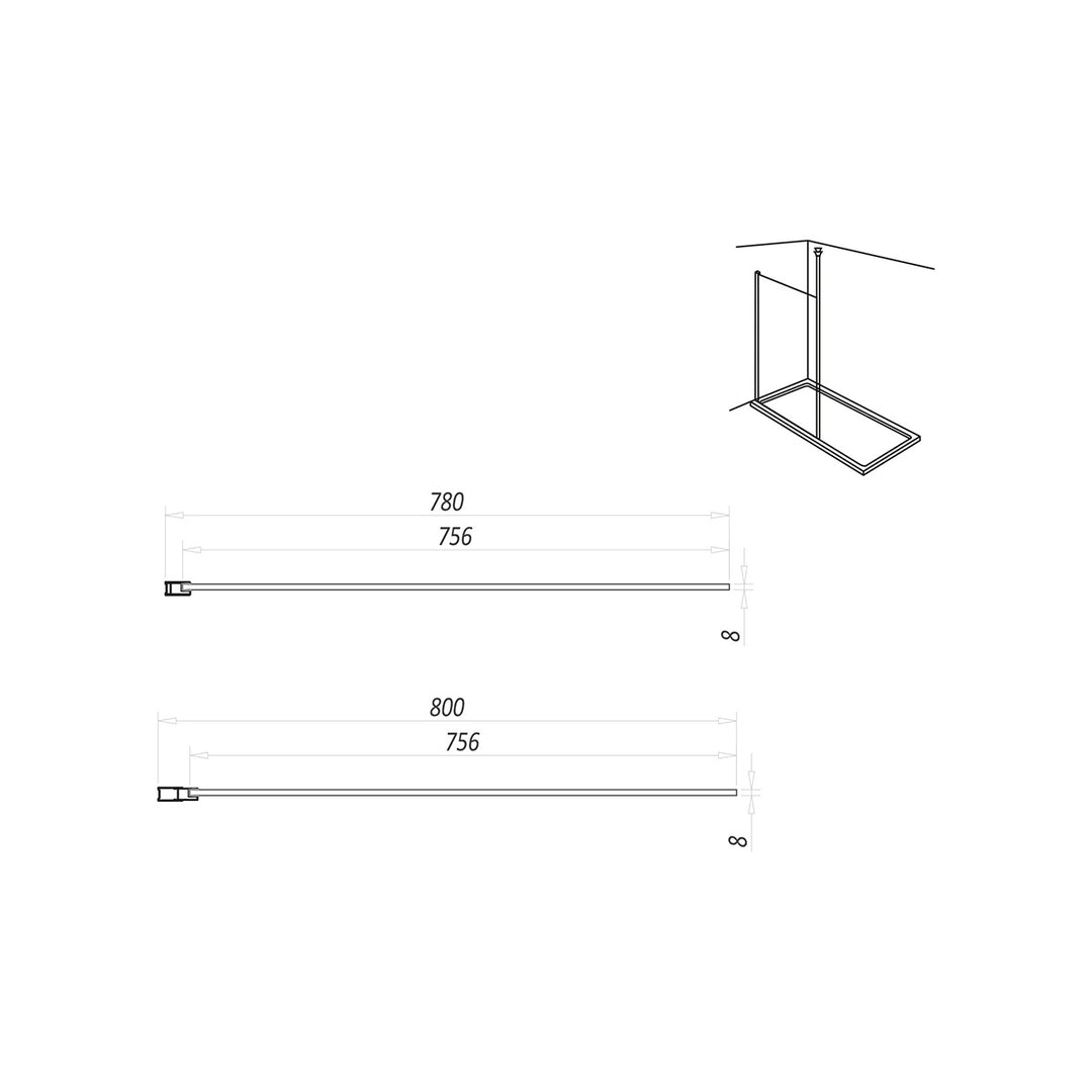 Kiimat Aqua 800 x 2000mm Wetroom Panel