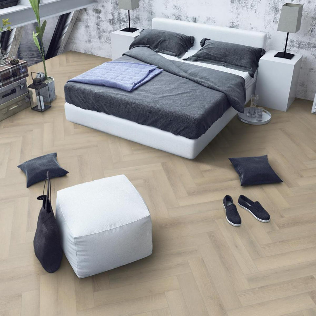 Lusso Floor Seashell Oak Herringbone Luxury Vinyl Flooring - 610 x 122 x 5 mm - 2.23 M2 Per box