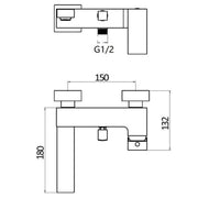 Eliseo Ricci Senso Wall Mounted Bath Shower Mixer - Technical drawing