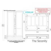 Vidalux Serenity Steam Shower Enclosure - Mirror - Technical drawing