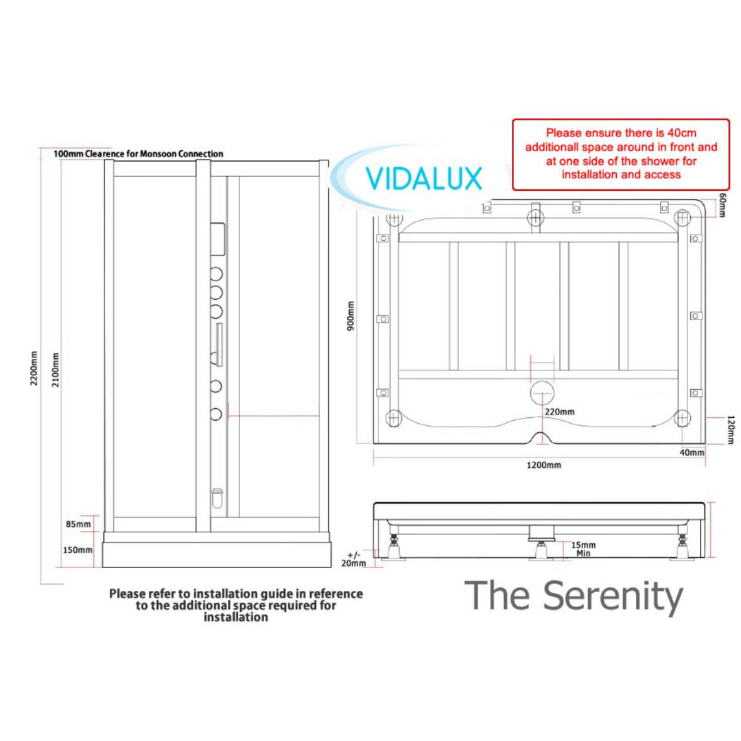 Vidalux Serenity Steam Shower Enclosure - White