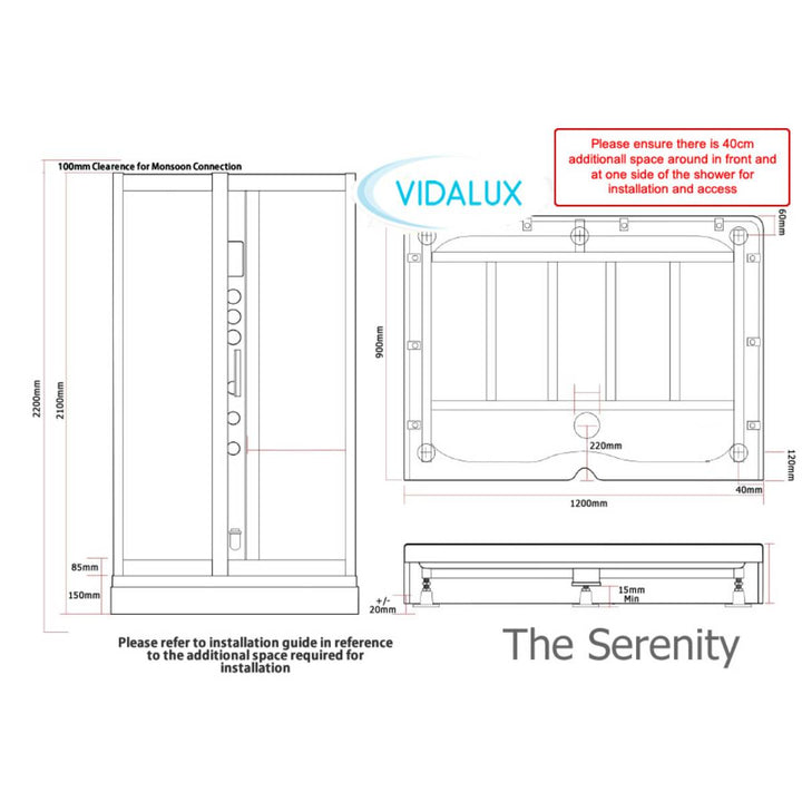 Vidalux Serenity Steam Shower Enclosure - White