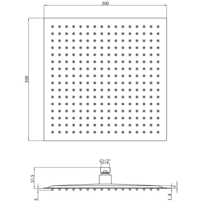 Square 300mm Fixed Shower Head