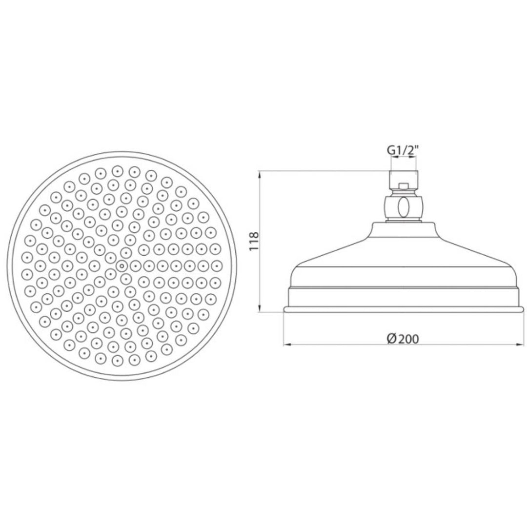 Harrogate Traditional Raincan 200mm Shower Head