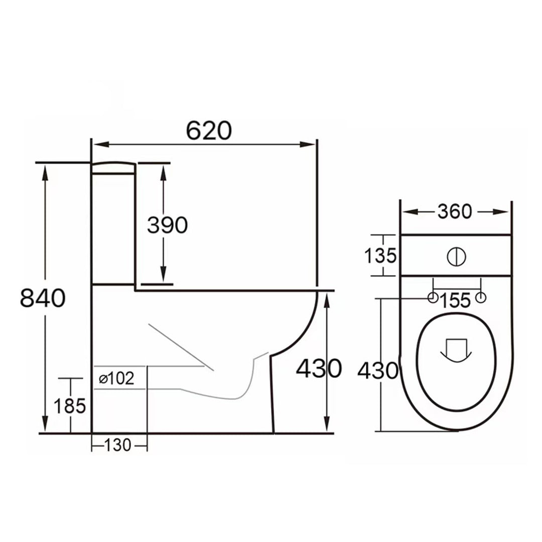 Shandon Close Coupled Fully Back to Wall Toilet with Cyclone Flush &amp; Soft Close Seat