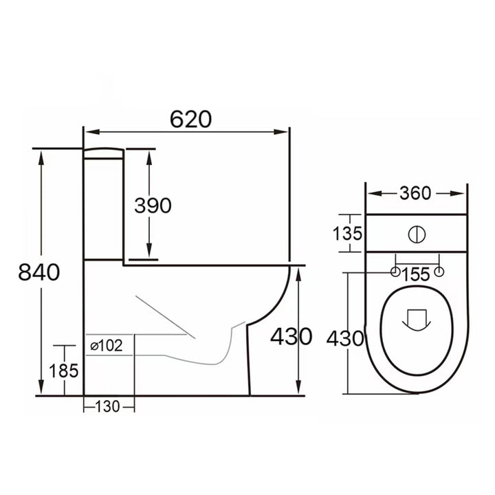 Shandon Close Coupled Fully Back to Wall Toilet with Cyclone Flush &amp; Soft Close Seat