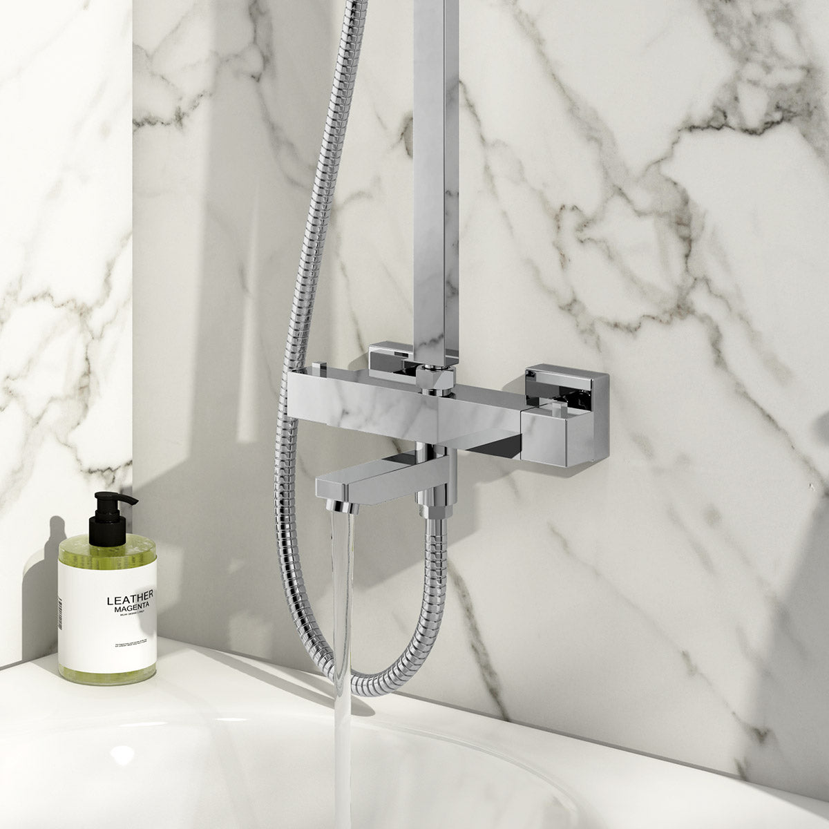 Bath Shack Block Square Rigid Riser Shower with Bath Filler β Bathshack