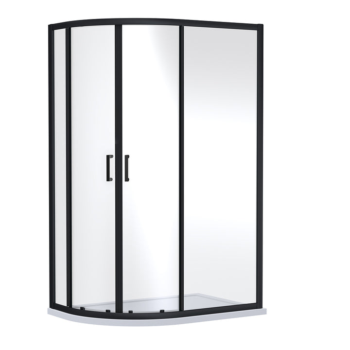 Dene Offset Quadrant Shower Enclosure 1900 x 1200mm x 800mm - Matt Black