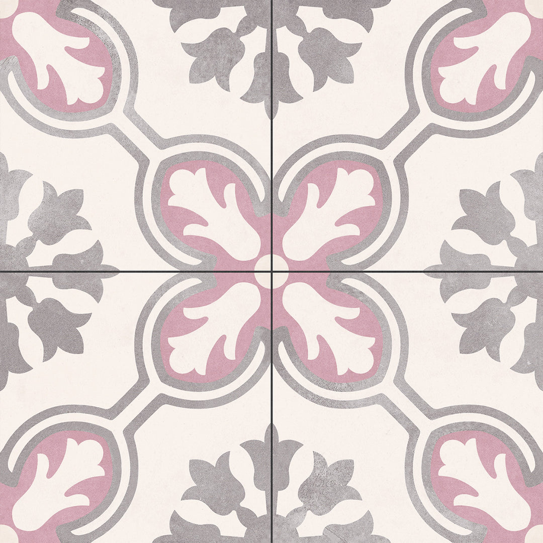 Swansea Amberley Orchid Pink 45 x 45cm Porcelain Pattern Tile - 1.01 sqm perbox